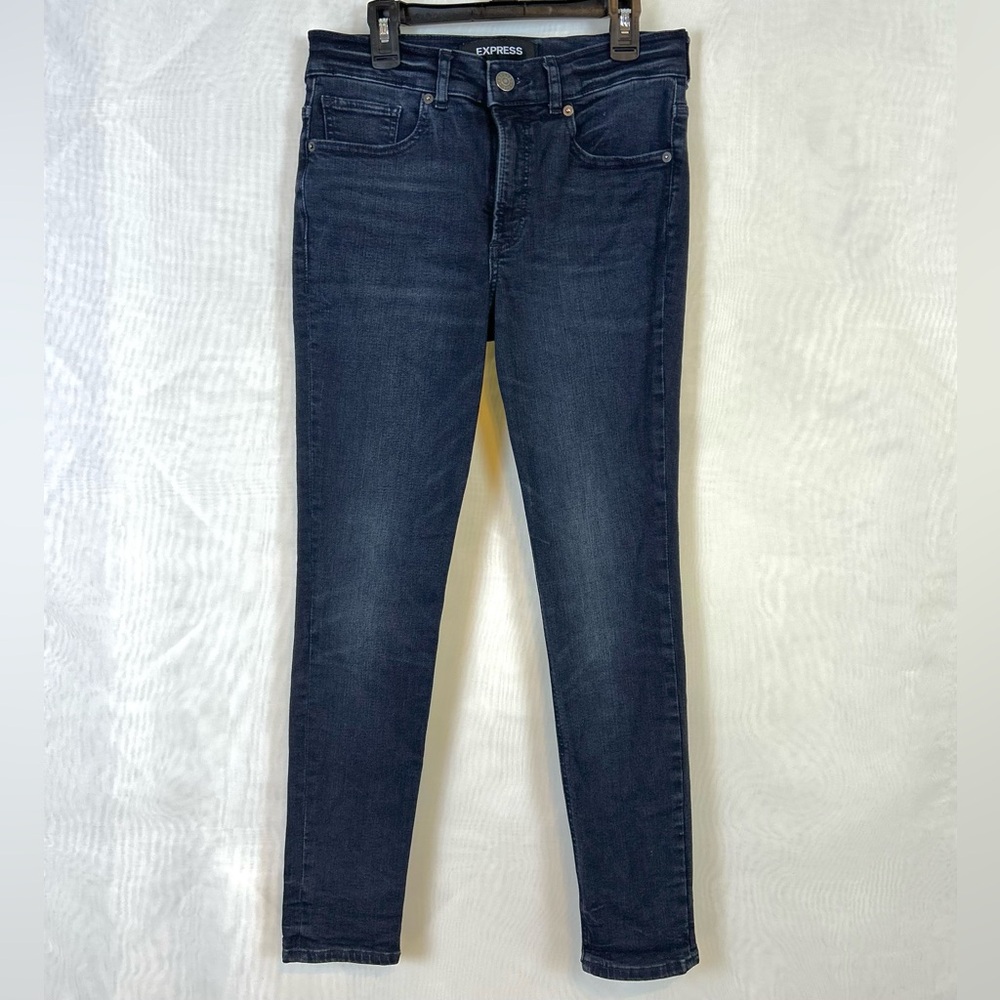 Express Jeans Jegging 2 SHORT Midrise Blue Dark Wash Skinny Womens
